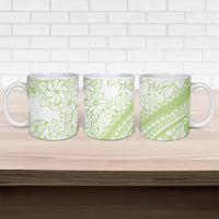 Polynesian Tiare Flower Sage Green Pastel Ceramic Mug