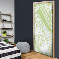 Polynesian Tiare Flower Sage Green Pastel Door Cover