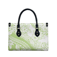 Polynesian Tiare Flower Sage Green Pastel Leather Bag