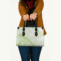 Polynesian Tiare Flower Sage Green Pastel Leather Bag