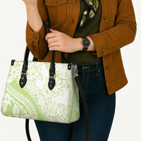 Polynesian Tiare Flower Sage Green Pastel Leather Bag