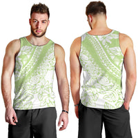 Polynesian Tiare Flower Sage Green Pastel Men Tank Top
