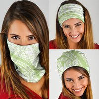Polynesian Tiare Flower Sage Green Pastel Neck Gaiter