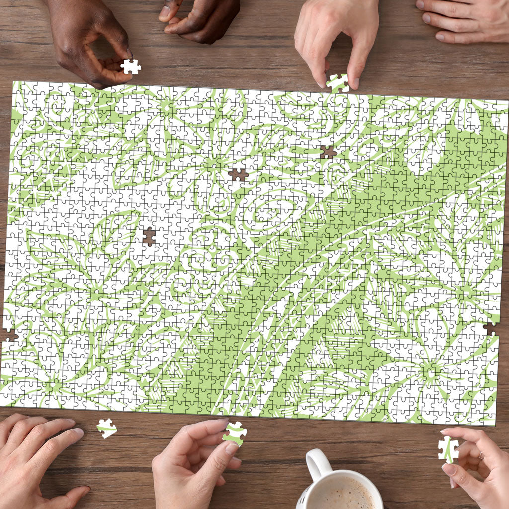 Polynesian Tiare Flower Sage Green Pastel Puzzle LT14 - Polynesian Pride