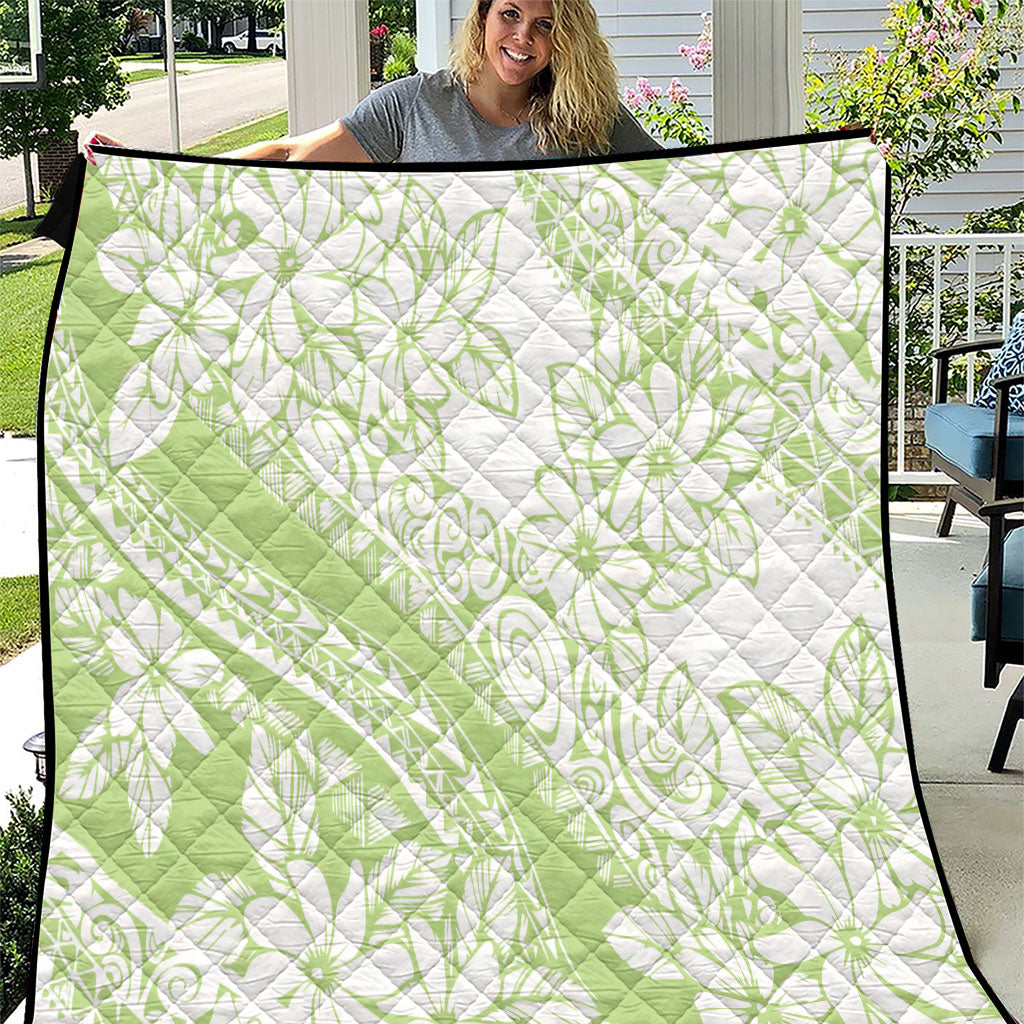Polynesian Tiare Flower Sage Green Pastel Quilt LT14 Sage Green - Polynesian Pride