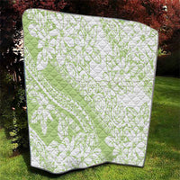 Polynesian Tiare Flower Sage Green Pastel Quilt