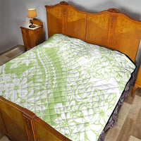 Polynesian Tiare Flower Sage Green Pastel Quilt