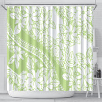 Polynesian Tiare Flower Sage Green Pastel Shower Curtain