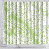 Polynesian Tiare Flower Sage Green Pastel Shower Curtain