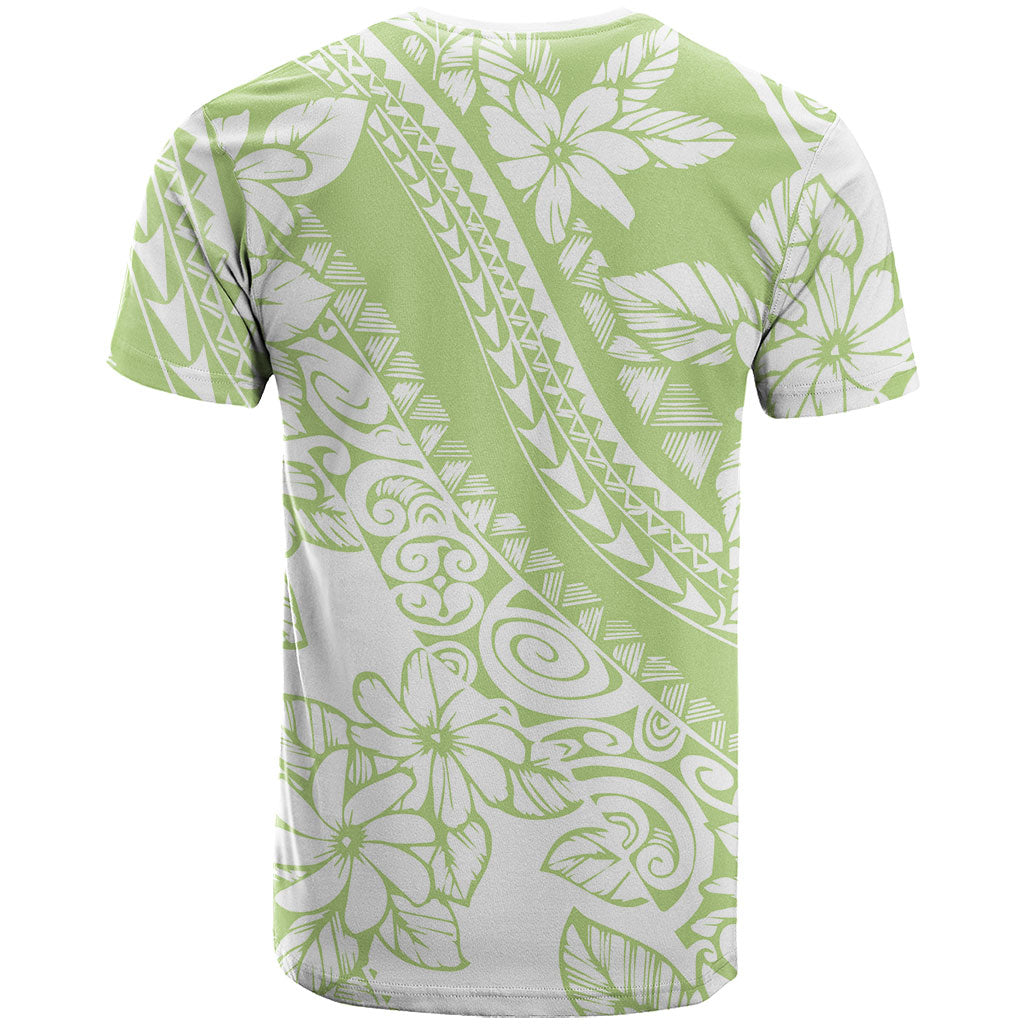 Polynesian Tiare Flower Sage Green Pastel T Shirt