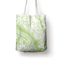 Polynesian Tiare Flower Sage Green Pastel Tote Bag