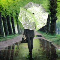 Polynesian Tiare Flower Sage Green Pastel Umbrella