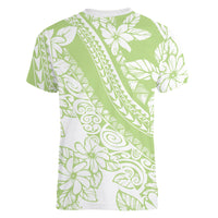 Polynesian Tiare Flower Sage Green Pastel Women V-Neck T-Shirt LT14 - Polynesian Pride