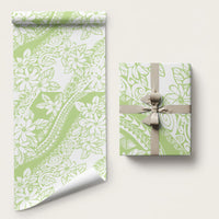 Polynesian Tiare Flower Sage Green Pastel Wrapping Paper