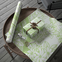 Polynesian Tiare Flower Sage Green Pastel Wrapping Paper