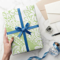Polynesian Tiare Flower Sage Green Pastel Wrapping Paper