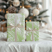 Polynesian Tiare Flower Sage Green Pastel Wrapping Paper
