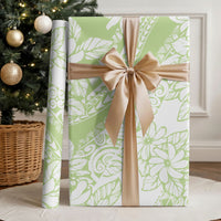Polynesian Tiare Flower Sage Green Pastel Wrapping Paper