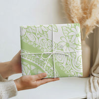 Polynesian Tiare Flower Sage Green Pastel Wrapping Paper