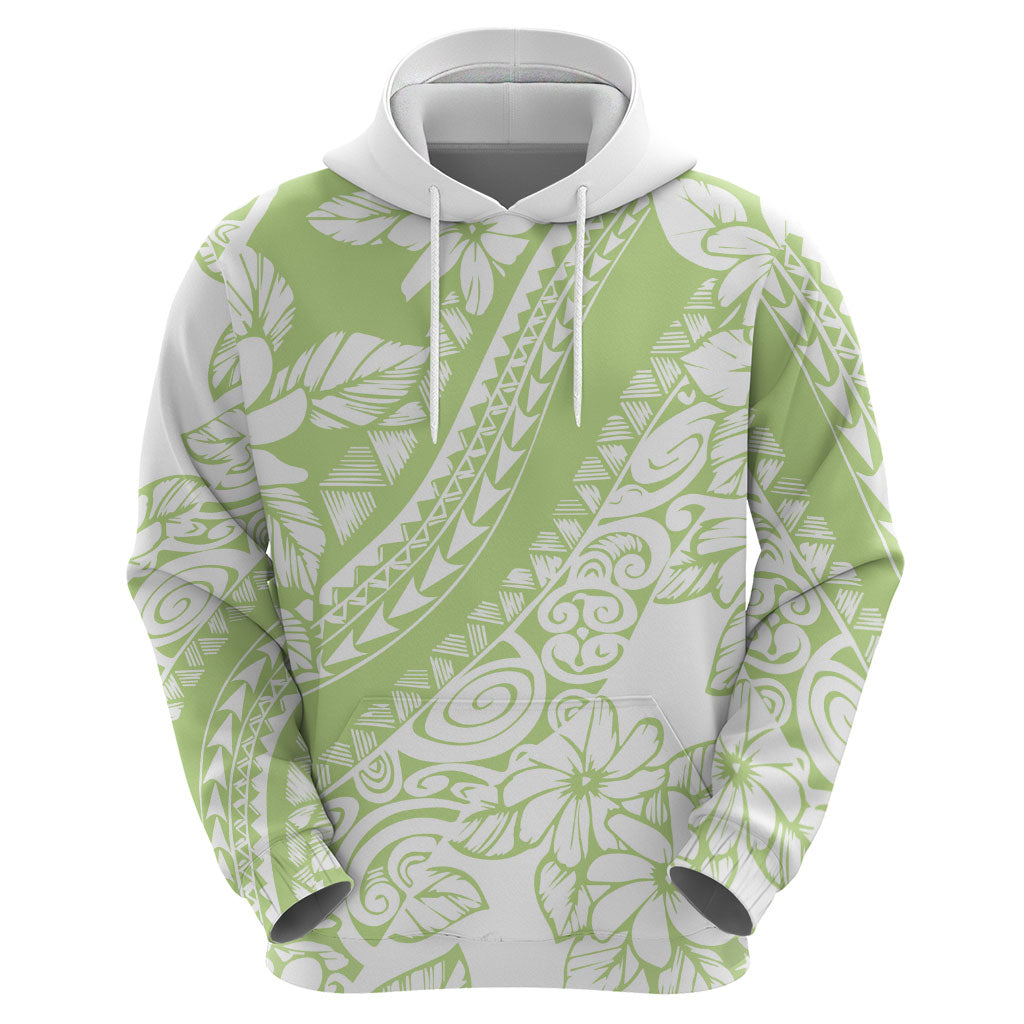 Polynesian Tiare Flower Sage Green Pastel Zip Hoodie LT14 - Polynesian Pride