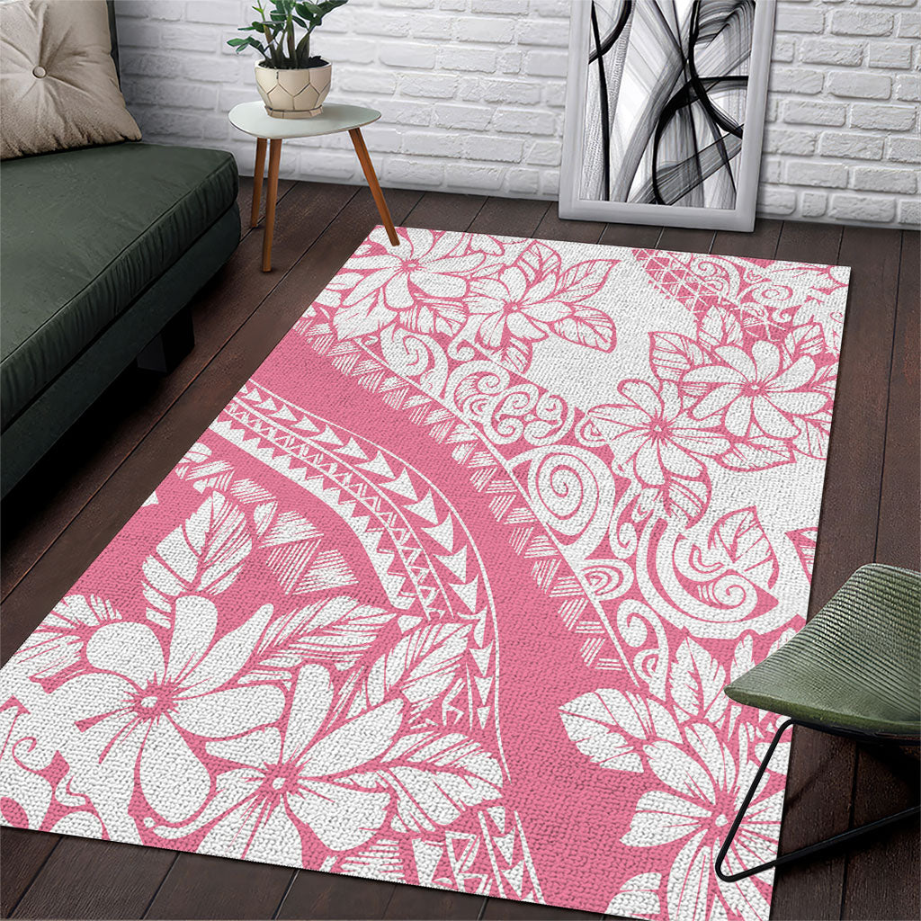 Polynesian Tiare Flower Pink Pastel Vibes Area Rug
