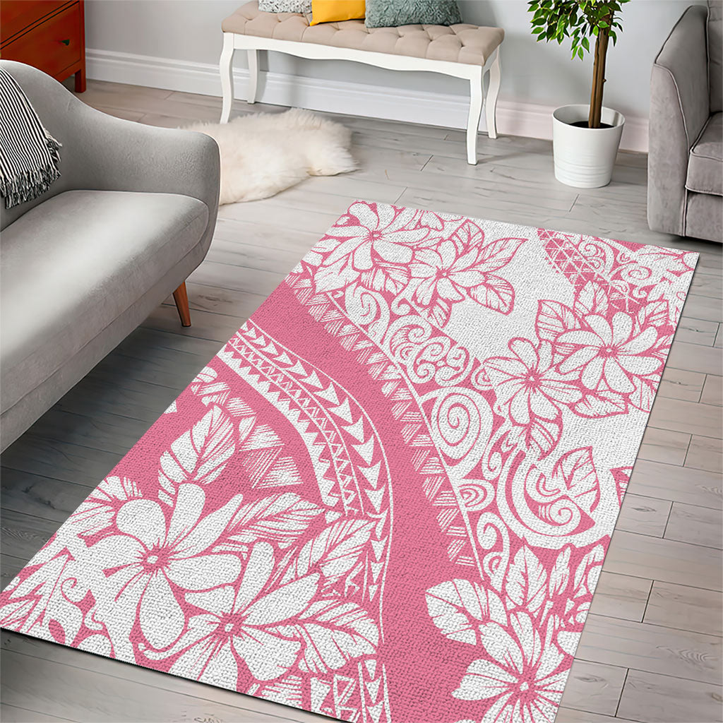 Polynesian Tiare Flower Pink Pastel Vibes Area Rug