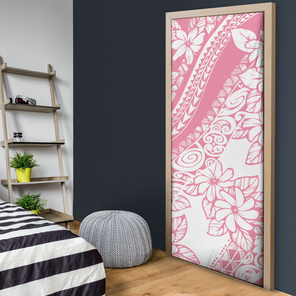 Polynesian Tiare Flower Pink Pastel Vibes Door Cover