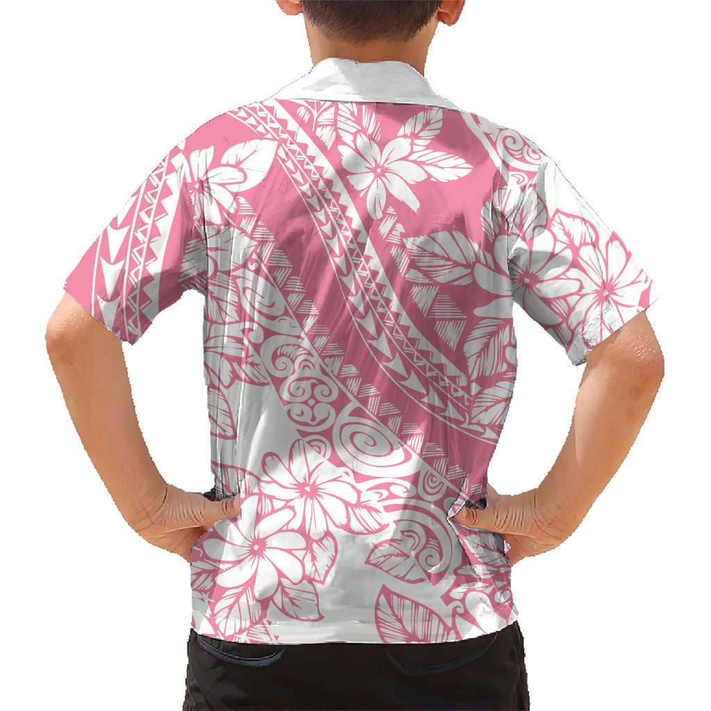 Polynesian Tiare Flower Pink Pastel Vibes Family Matching Puletasi and Hawaiian Shirt
