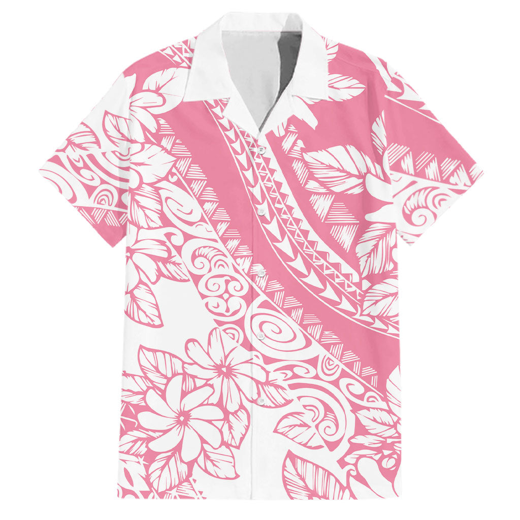 Polynesian Tiare Flower Pink Pastel Vibes Family Matching Puletasi and Hawaiian Shirt