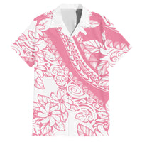 Polynesian Tiare Flower Pink Pastel Vibes Family Matching Puletasi and Hawaiian Shirt