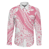Polynesian Tiare Flower Pink Pastel Vibes Family Matching Puletasi and Hawaiian Shirt