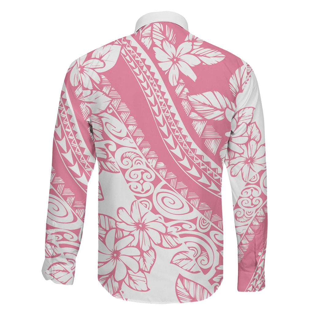 Polynesian Tiare Flower Pink Pastel Vibes Family Matching Puletasi and Hawaiian Shirt