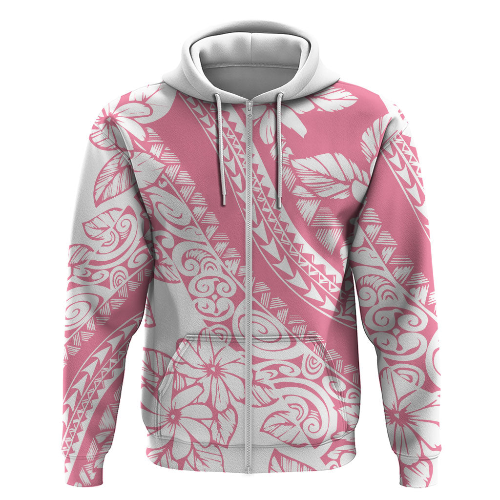 Polynesian Tiare Flower Pink Pastel Vibes Hoodie LT14 Zip Hoodie Pink - Polynesian Pride