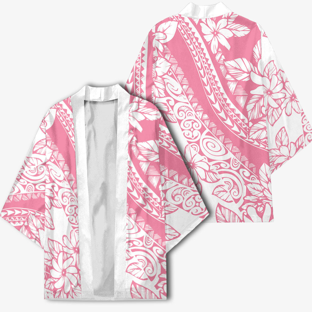 Polynesian Tiare Flower Pink Pastel Vibes Kimono
