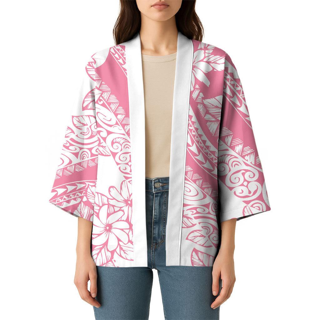 Polynesian Tiare Flower Pink Pastel Vibes Kimono