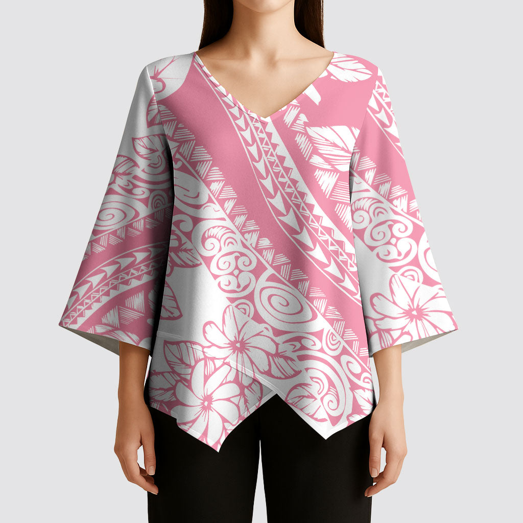 Polynesian Tiare Flower Pink Pastel Vibes Kimono Sleeve Blouse