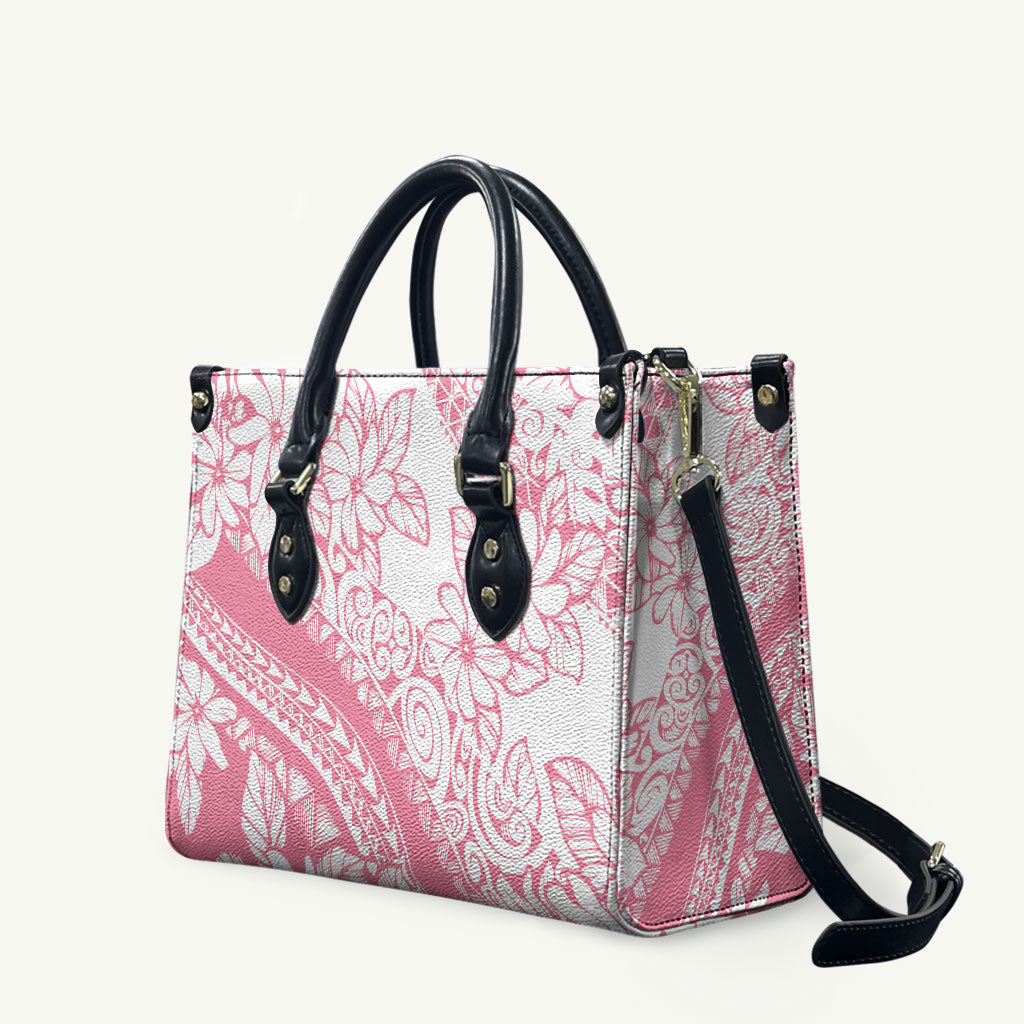 Polynesian Tiare Flower Pink Pastel Vibes Leather Bag