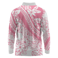Polynesian Tiare Flower Pink Pastel Vibes Long Sleeve Polo Shirt