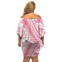 Polynesian Tiare Flower Pink Pastel Vibes Off Shoulder Short Dress LT14 - Polynesian Pride