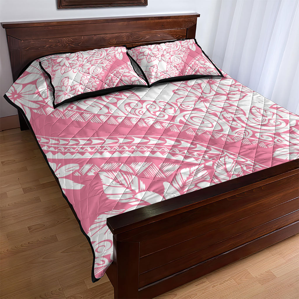 Polynesian Tiare Flower Pink Pastel Vibes Quilt Bed Set
