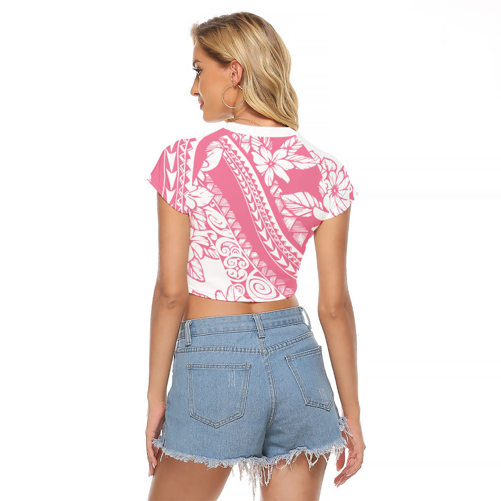 Polynesian Tiare Flower Pink Pastel Vibes Raglan Cropped T Shirt