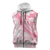 Polynesian Tiare Flower Pink Pastel Vibes Sleeveless Zip Hoodie