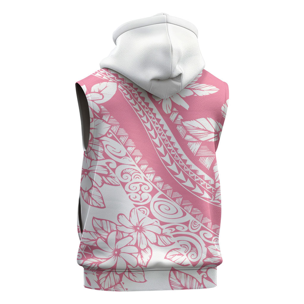 Polynesian Tiare Flower Pink Pastel Vibes Sleeveless Zip Hoodie