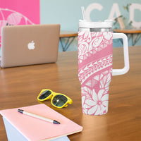 Polynesian Tiare Flower Pink Pastel Vibes Tumbler With Handle