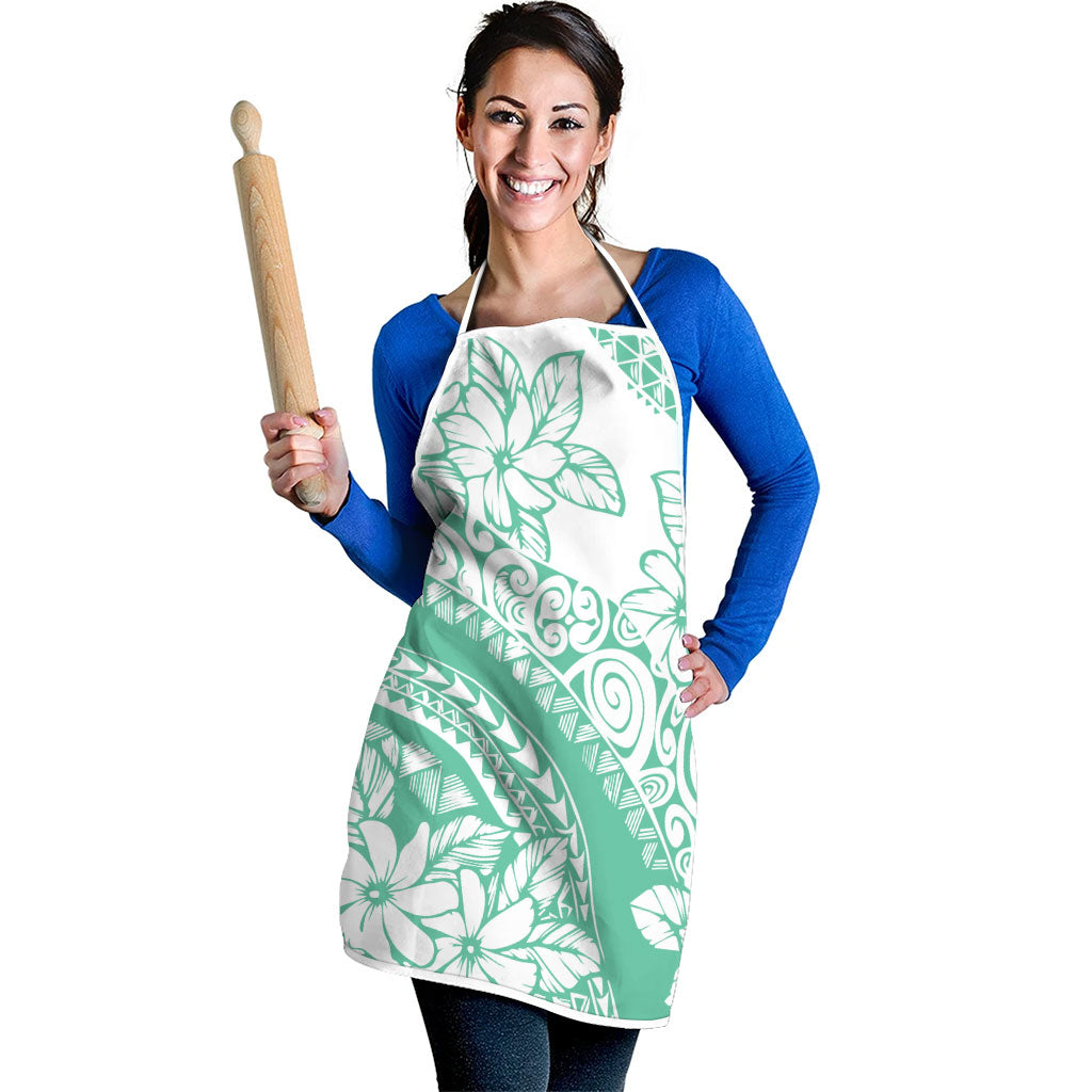 Polynesian Tiare Flower Cyan Pastel Vibes Apron