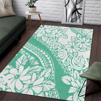 Polynesian Tiare Flower Cyan Pastel Vibes Area Rug