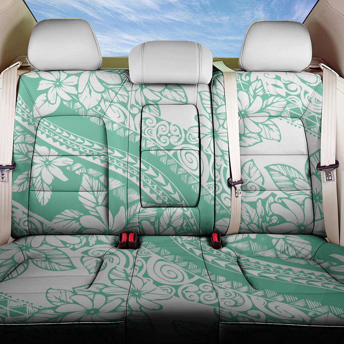 Polynesian Tiare Flower Cyan Pastel Vibes Back Car Seat Cover