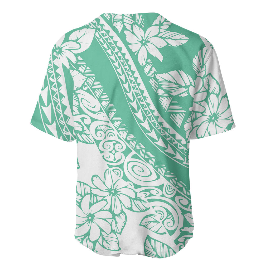 Polynesian Tiare Flower Cyan Pastel Vibes Baseball Jersey