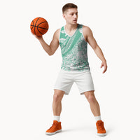 Polynesian Tiare Flower Cyan Pastel Vibes Basketball Jersey