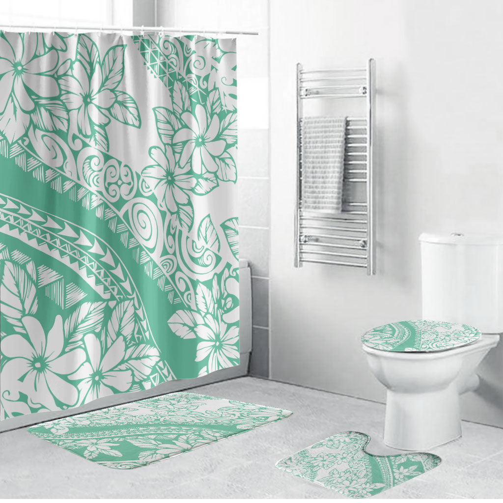 Polynesian Tiare Flower Cyan Pastel Vibes Bathroom Set LT14 Bathroom Set (4 pcs) Cyan - Polynesian Pride
